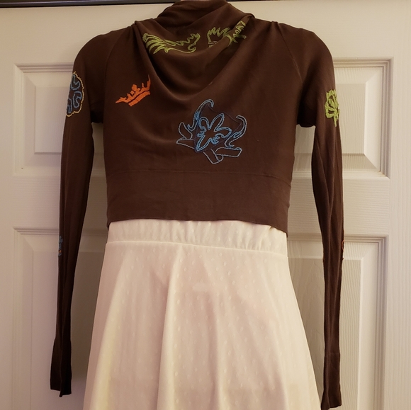 BCBG MAXAZRIA Brown Silk Cotton Tie Wrap Cardigan - Picture 6 of 14